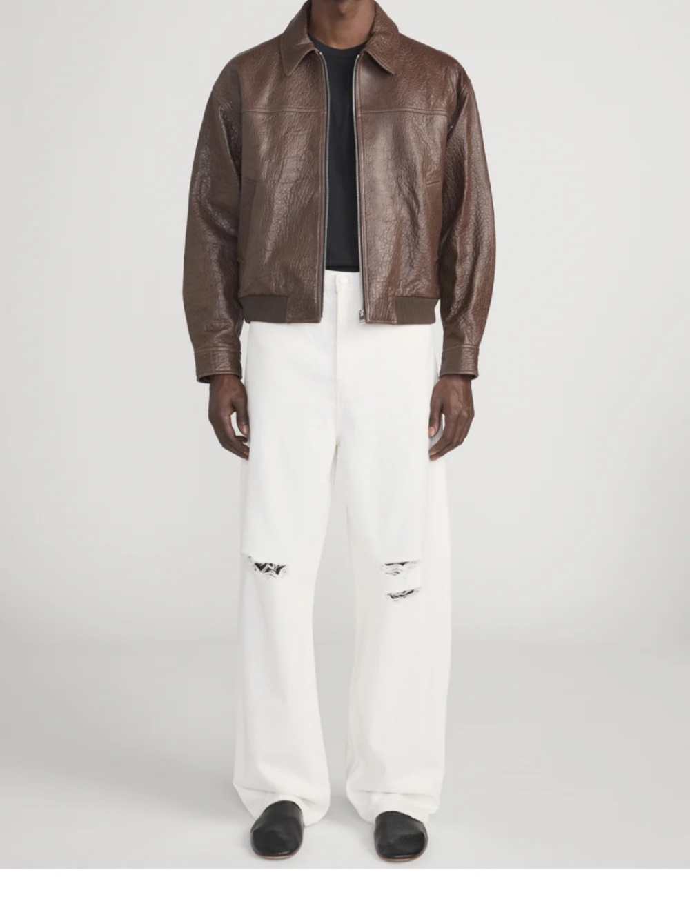 FRAME Men’s Textured Leather Bomber - Picture 4 of 11